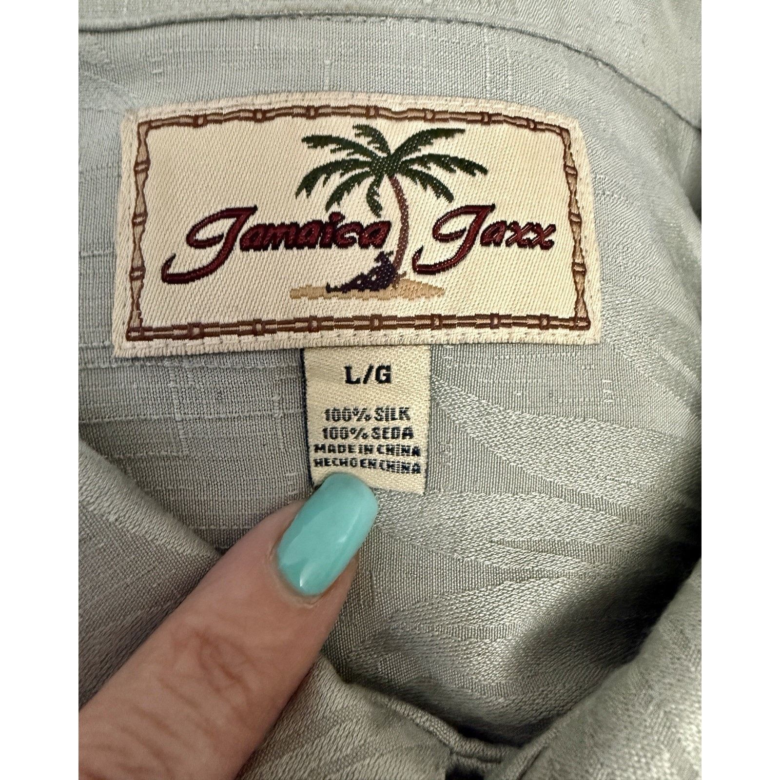 Other Jamaica Jaxx Men's Light Green Silk Button Down SS Shirt Size US L / EU 52-54 / 3 - 10 Thumbnail