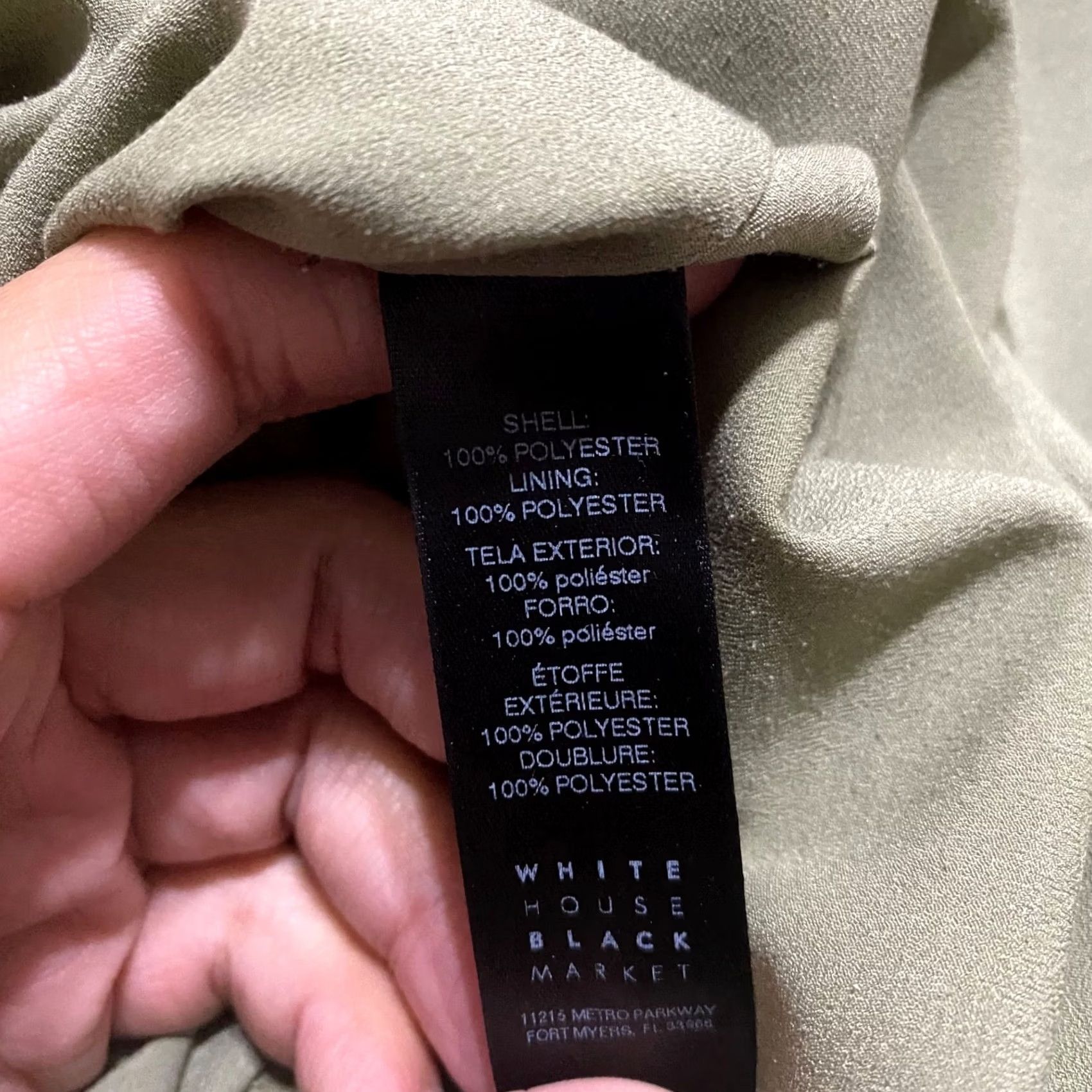 White House Black Market White House Black Market Dress 10 Olive Green Fit Flare L/S V Neck Pocket Womens Size L / US 10 / IT 46 - 4 Thumbnail