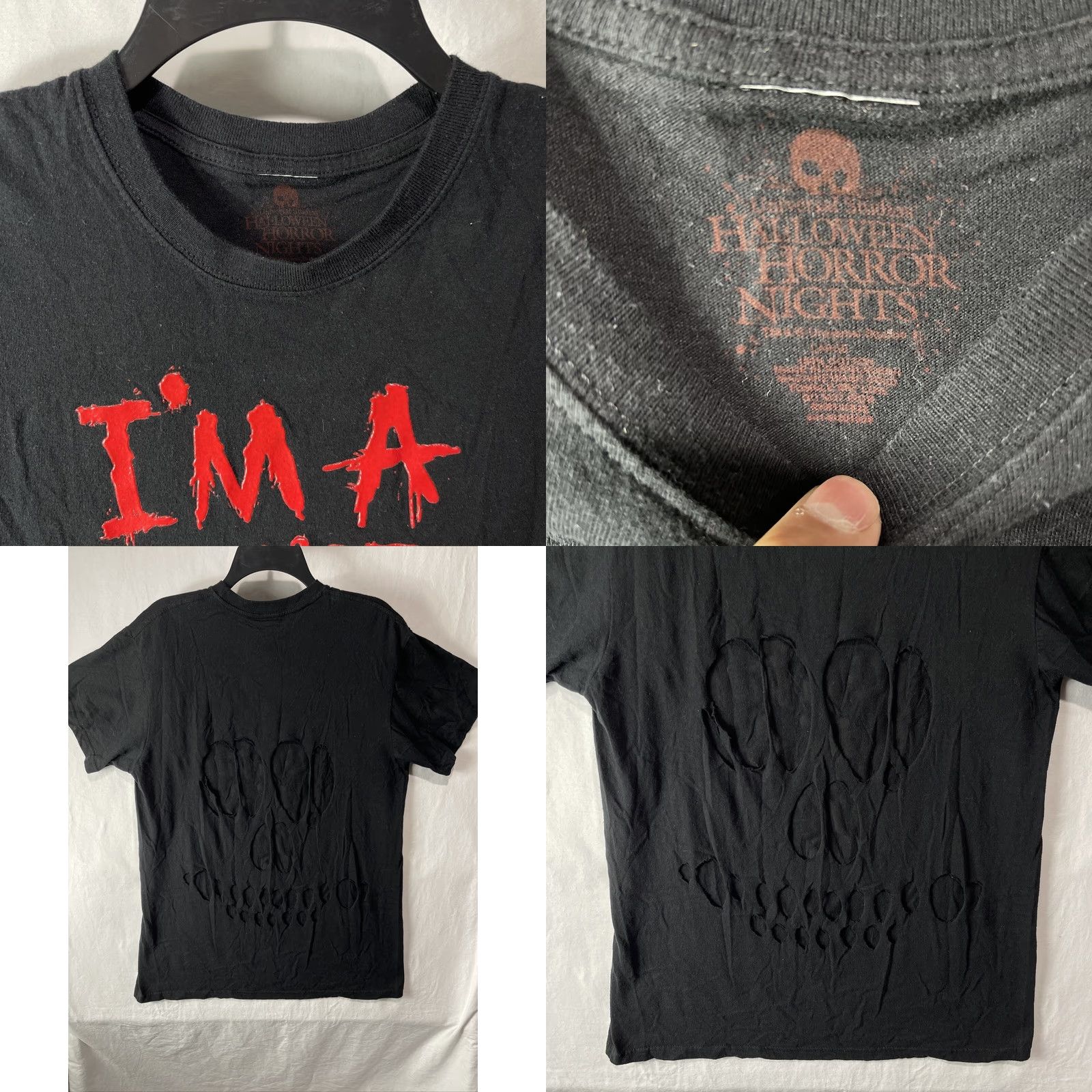 Vintage VINTAGE Halloween Horror Nights Shirt Mens Large Black Im A Fighter Not A Biter Novelty Size US L / EU 52-54 / 3 - 8 Thumbnail