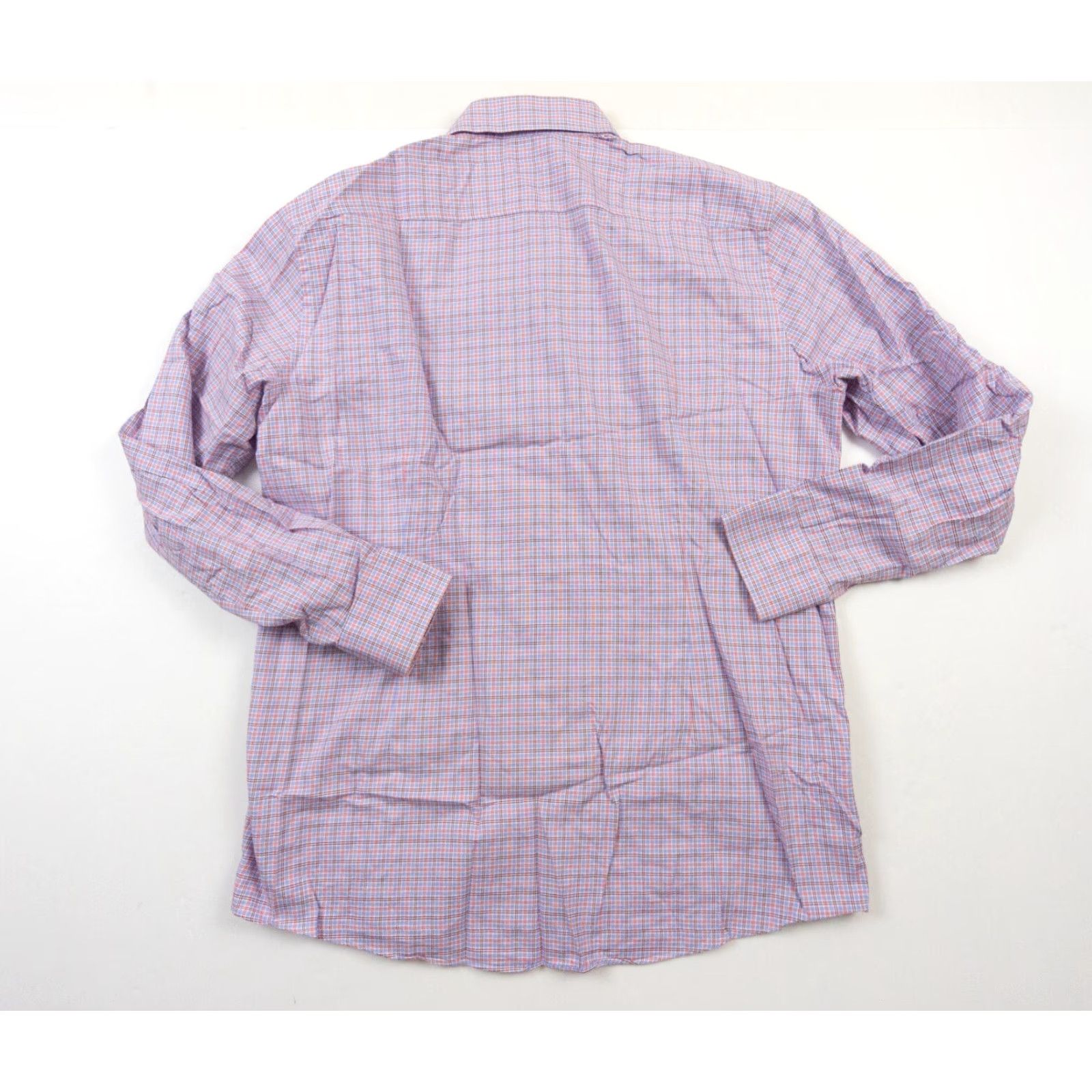 Hugo Boss HUGO BOSS Men's Button-Up Shirt Size 17 Long Sleeve Purple Check Plaid Regular Fit Preppy Size 46R - 4 Thumbnail