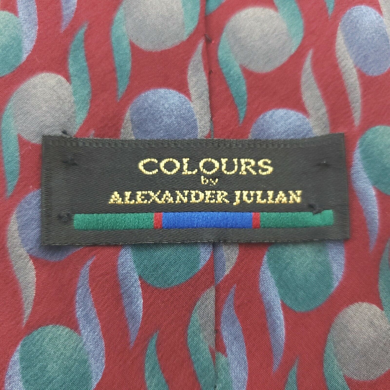 Alexander Julian Alexander Julian Colours Red Abstract Silk Tie Short Wide Size ONE SIZE - 3 Thumbnail