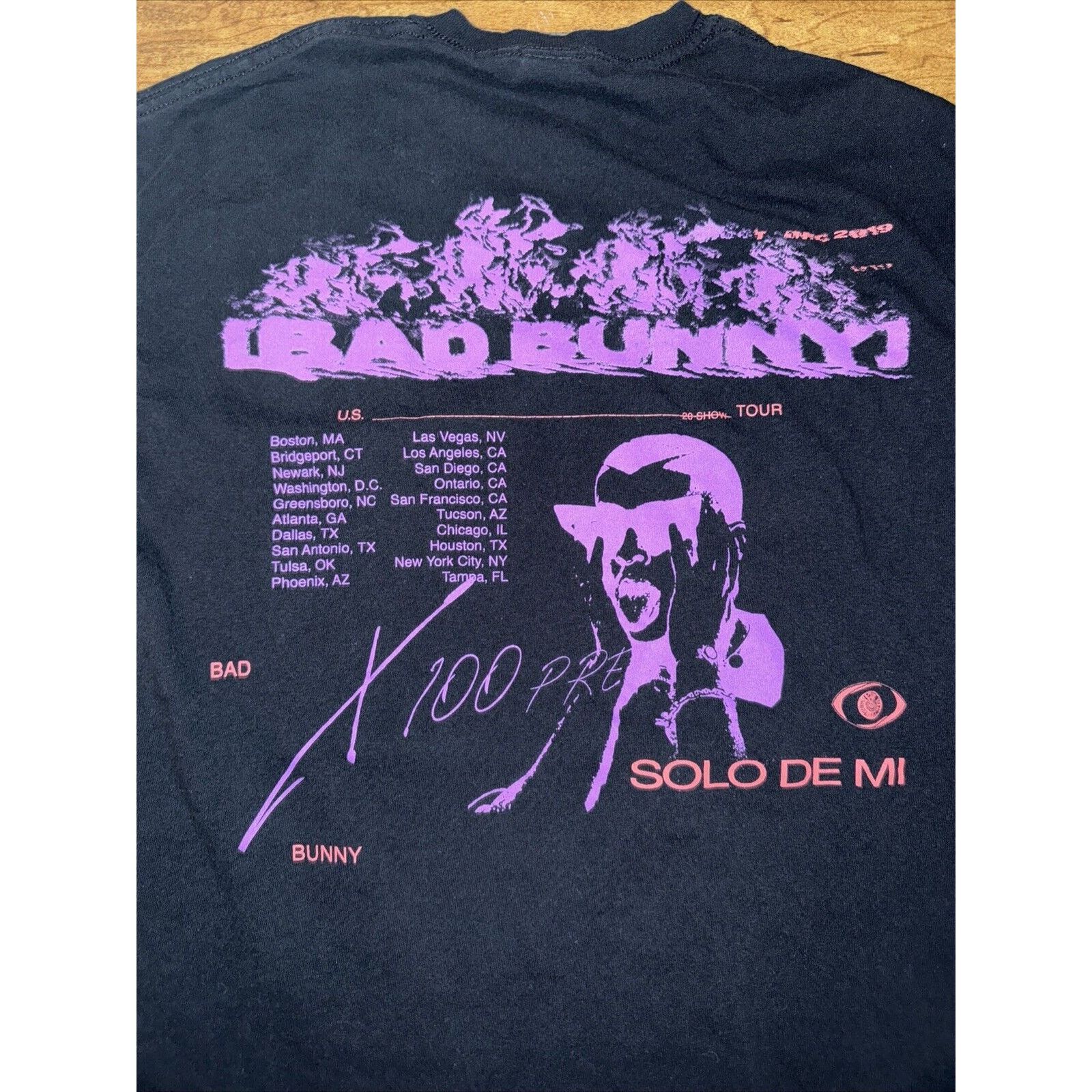 Band Tees × Gildan Bad Bunny X100PRE Tour T-Shirt Black Medium 18x26 Music Size US M / EU 48-50 / 2 - 2 Thumbnail