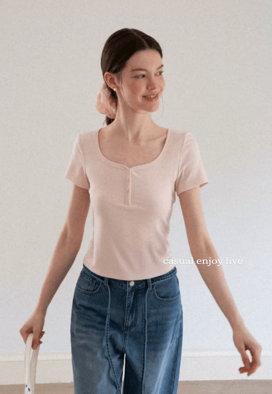 Other Women’s Button-Front U-Neck Tee Size S / US 4 / IT 40 - 4 Thumbnail