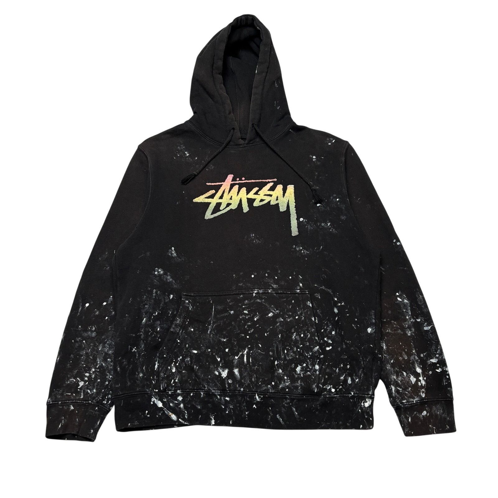 Stussy × Vintage Vintage 90s Stussy Paint Splatter Hoodie | Grailed