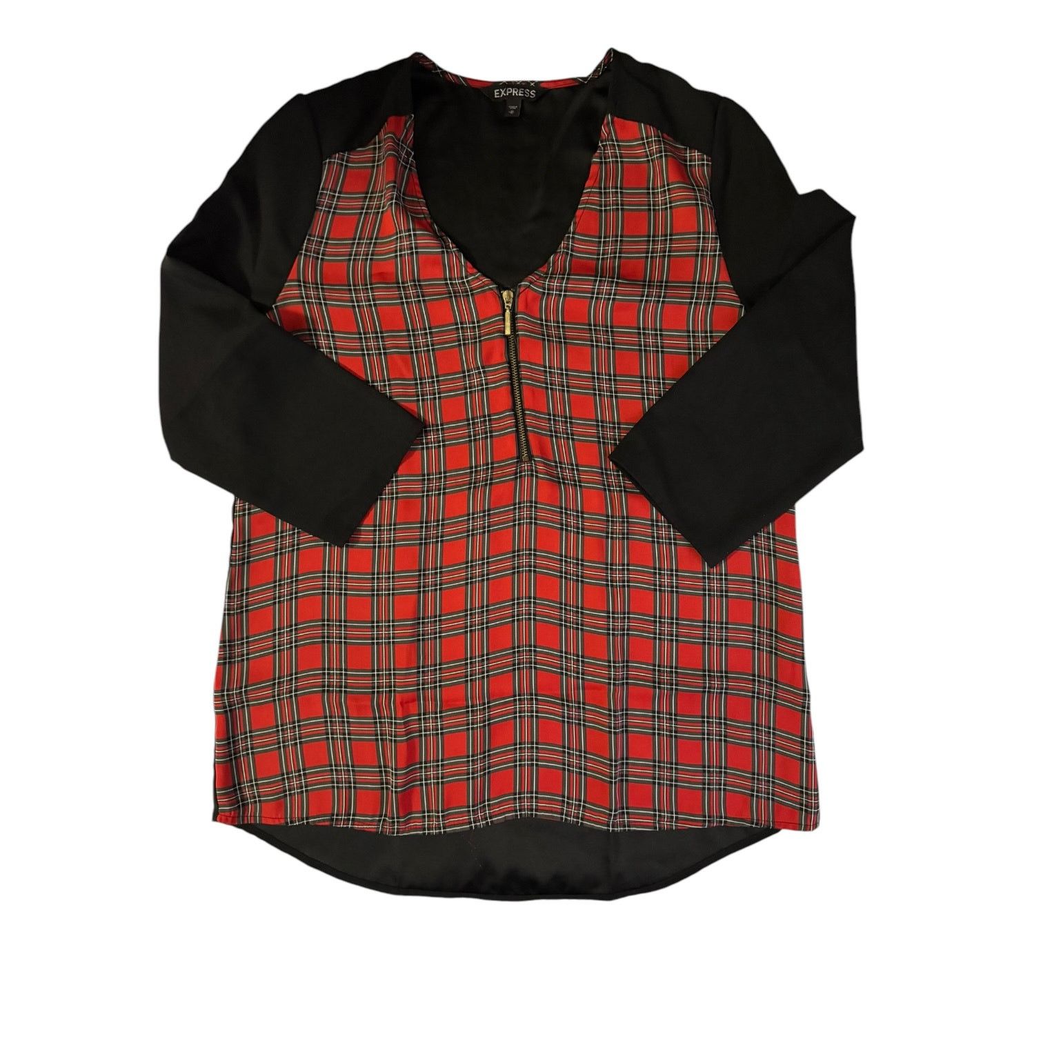 Express Retro Express Shirt Red Black & Gray Plaid ¾ Sleeves Medium Size M / US 6-8 / IT 42-44 - 1 Thumbnail