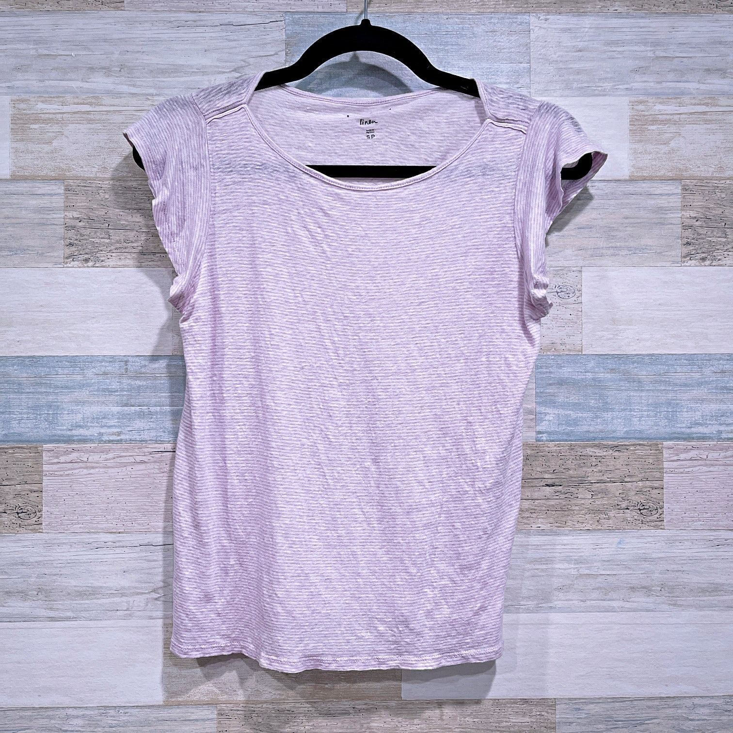 Loft LOFT Linen Flutter Tee Purple Stripe Womens Small Petite Size S / US 4 / IT 40 - 1 Thumbnail