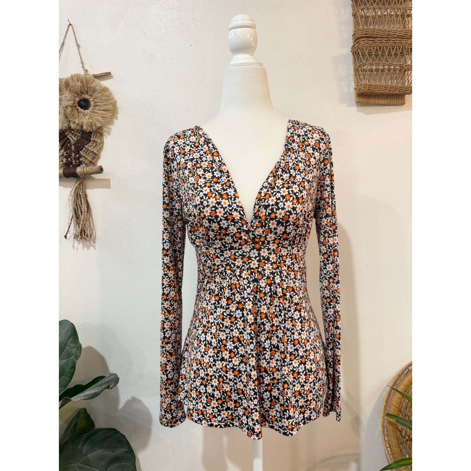 Other Y2K Groovy Floral Deep V Top Size S / US 4 / IT 40 - 1 Thumbnail