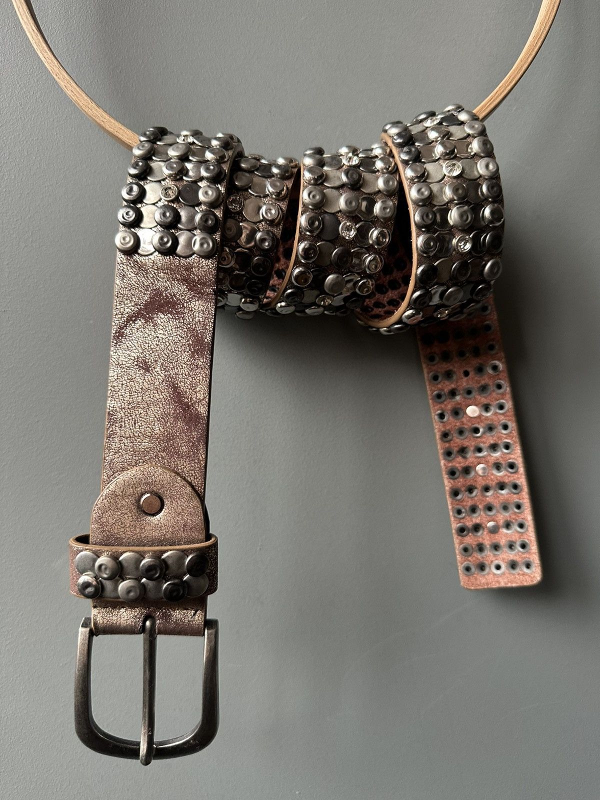 Vintage Vintage Snap Rhinestones Crystal Leather Belt Size ONE SIZE - 1 Thumbnail