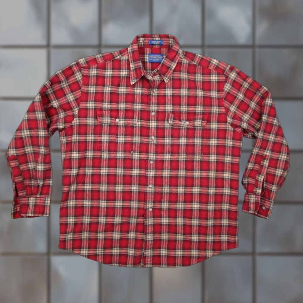 Pendleton VINTAGE Pendleton Men's Button-Up Shirt XL Red Check Cotton Casual Outdoor Shopwear Size US XL / EU 56 / 4 - 1 Thumbnail
