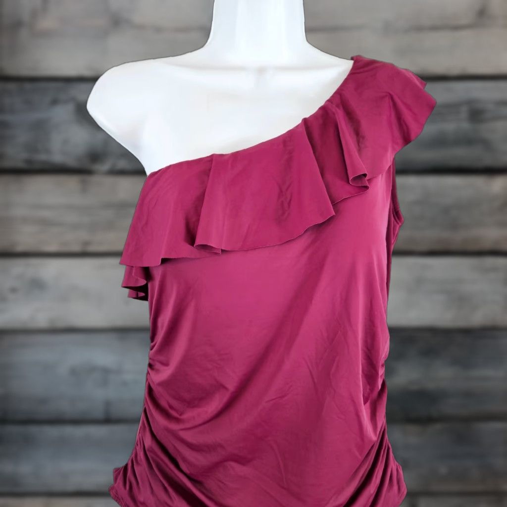 Vintage Hilor Womens One Shoulder Swimsuit Sz 16 Purple Ruched Ruffle One Piece Swimsuit Purple 16 Womens Size ONE SIZE - 1 Thumbnail