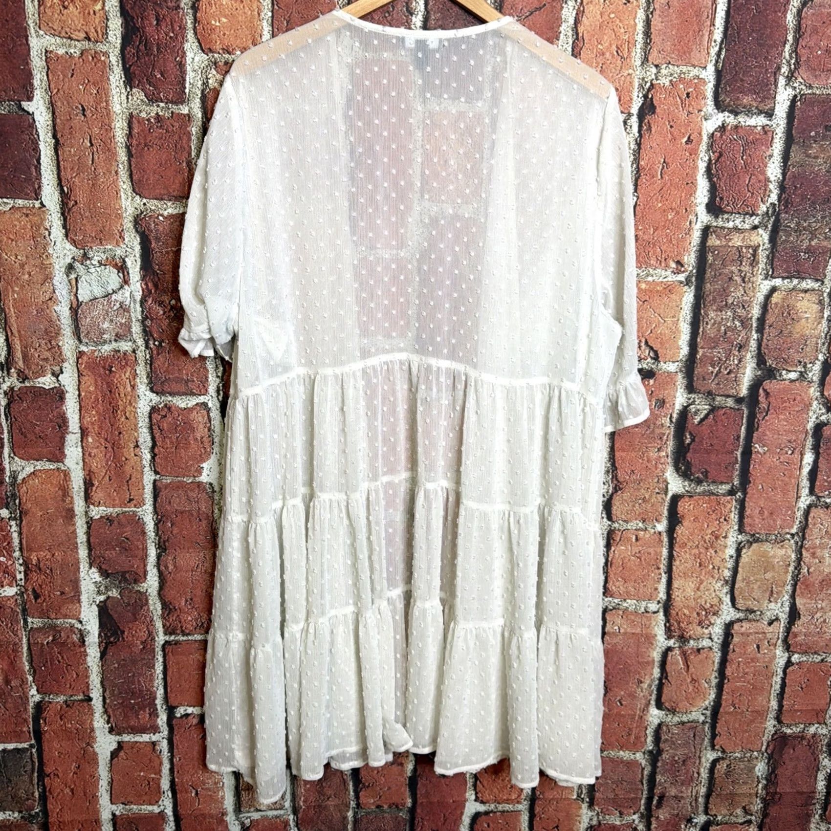 Torrid Torrid Kimono Open Front White Sheer Tiered Ruffles Boho 2X Plus Size Womens Shirt Fashion Size XXL / US 16-18 / IT 52-54 - 3 Thumbnail