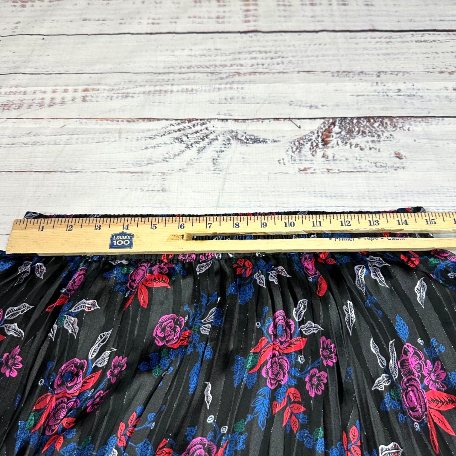 Vintage Halogen Womens Pleated Midi Skirt Sz M Black/Purple Floral Lined Polyester Size 32" / US 10 / IT 46 - 3 Thumbnail