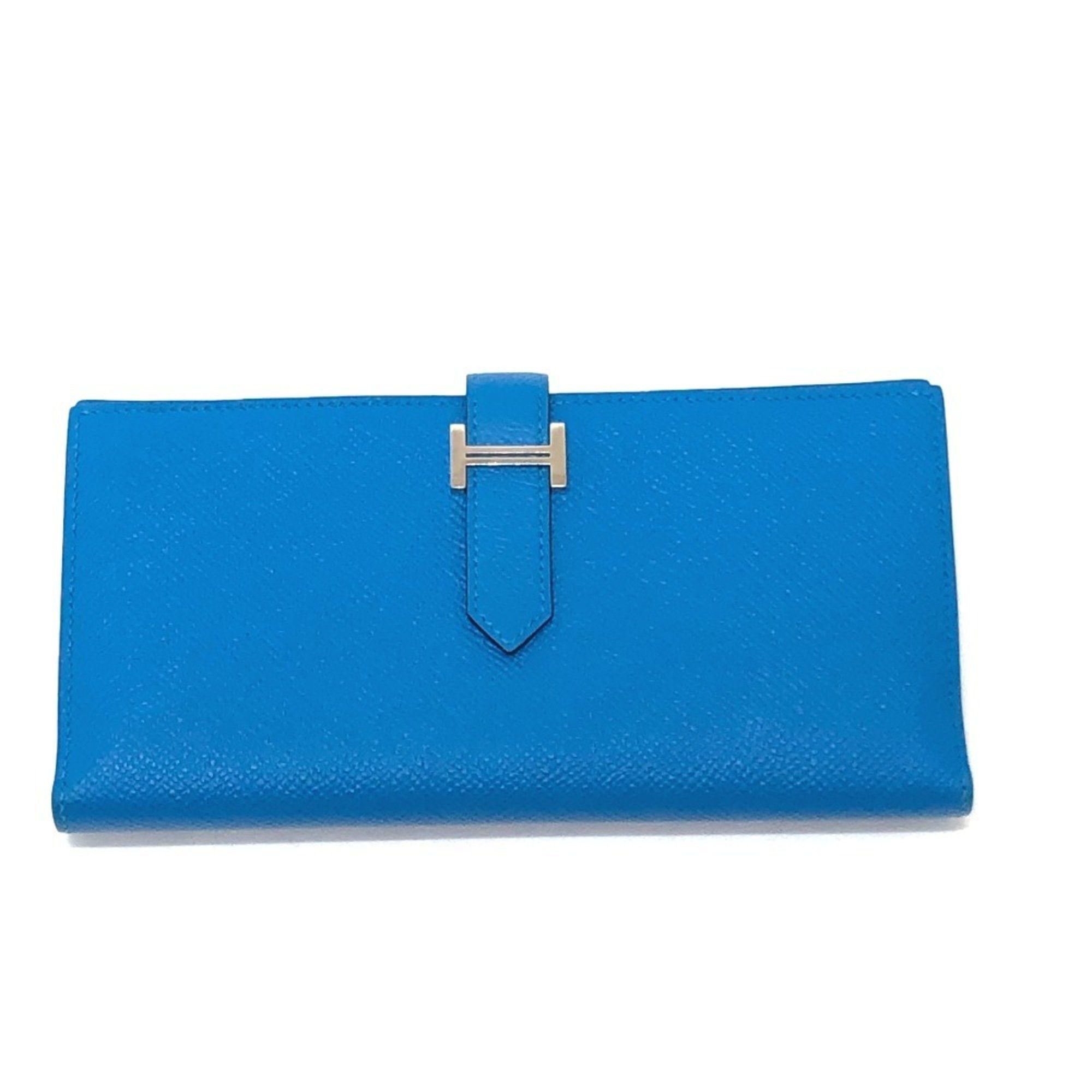 Hermes HERMES Bearn Soufflet Bifold Wallet, Long Epsom Leather, Women's, Blue Zanzibar, Size ONE SIZE - 1 Thumbnail
