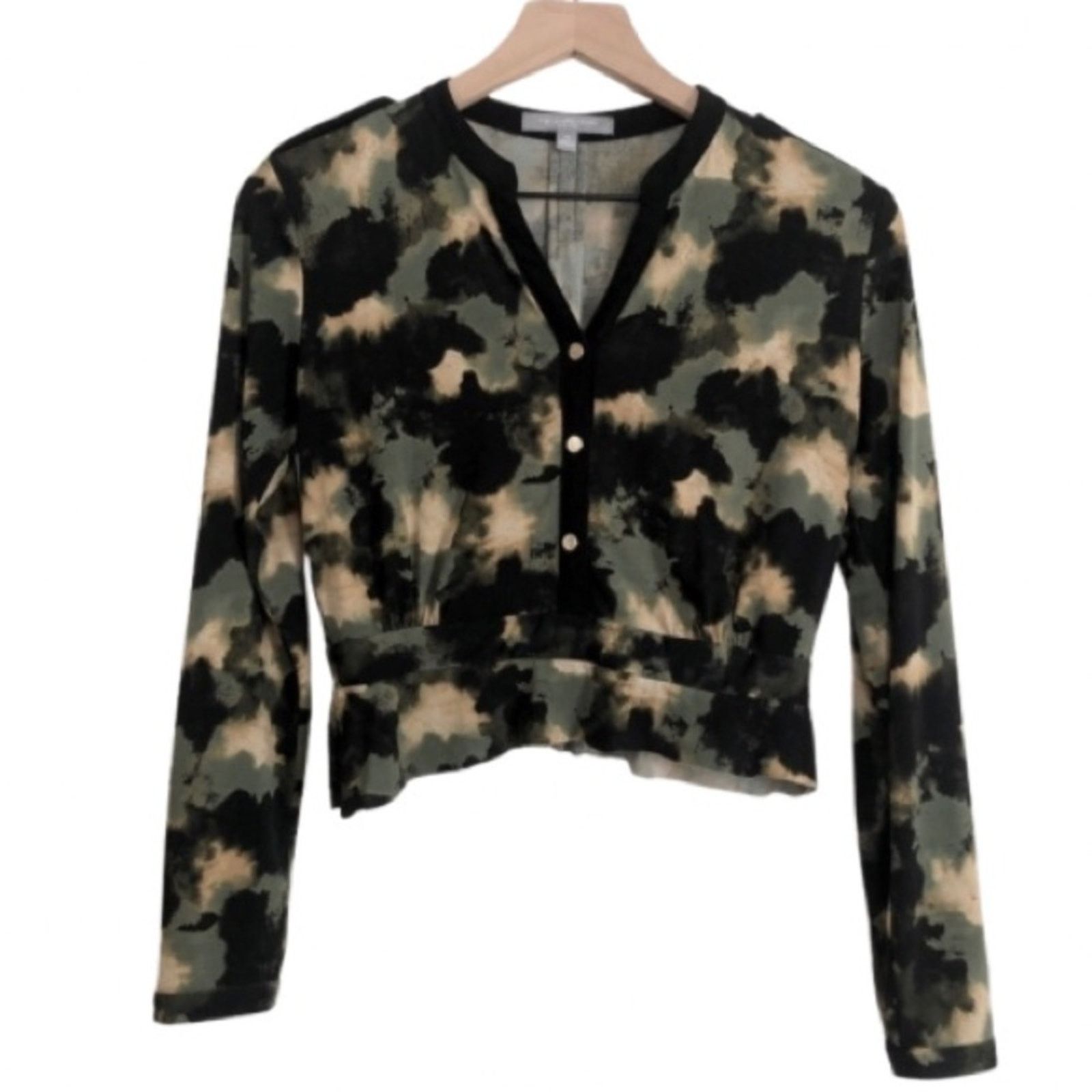 Other NY New York Collection Petite Camouflage Button Blouse Top Size S / US 4 / IT 40 - 1 Thumbnail