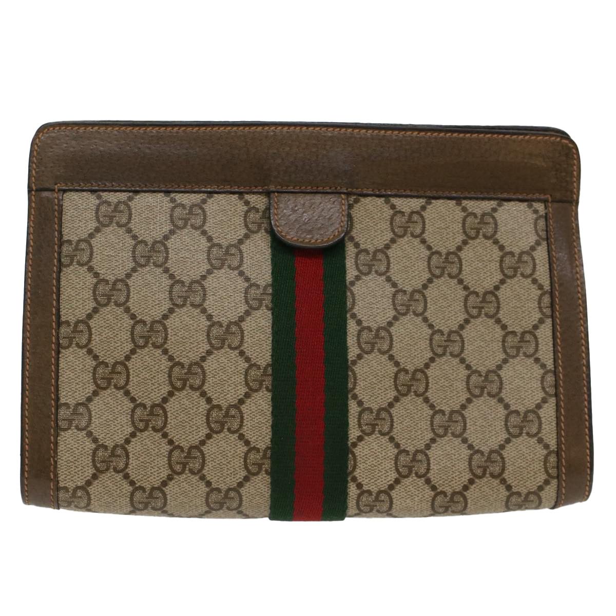 image of Gucci Shima Line Clutch in Beige, Women's