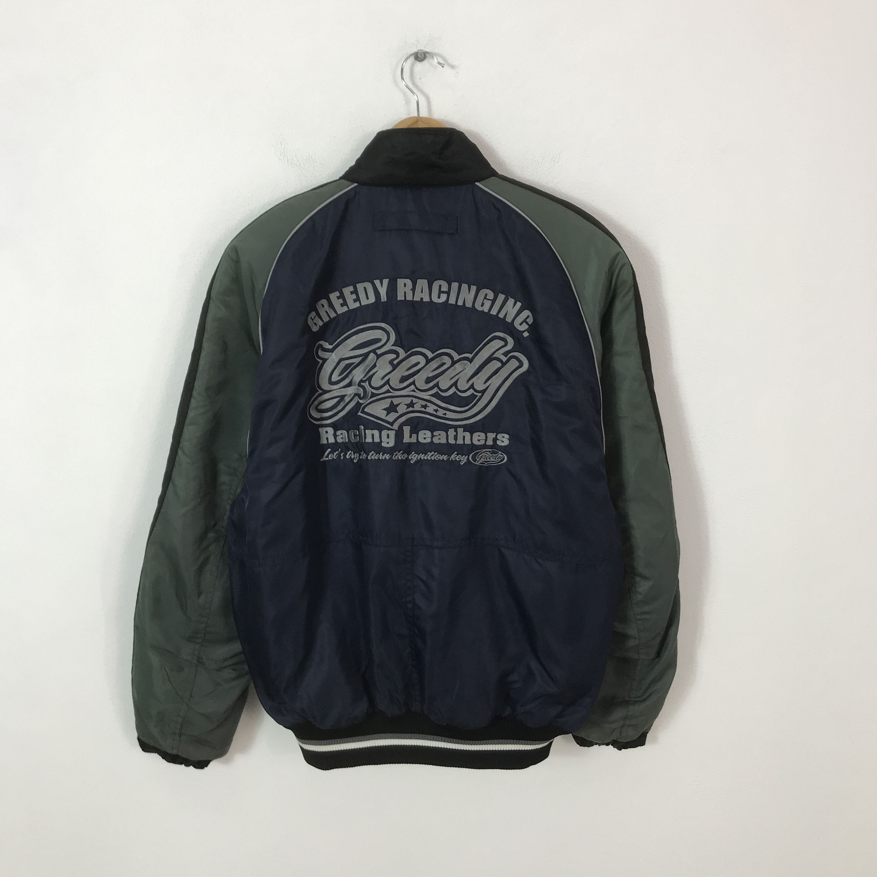 Gear for Sports Vintage Greedy Racing Leathers Bomber Jacket K68B5 Size US L / EU 52-54 / 3 - 1 Thumbnail
