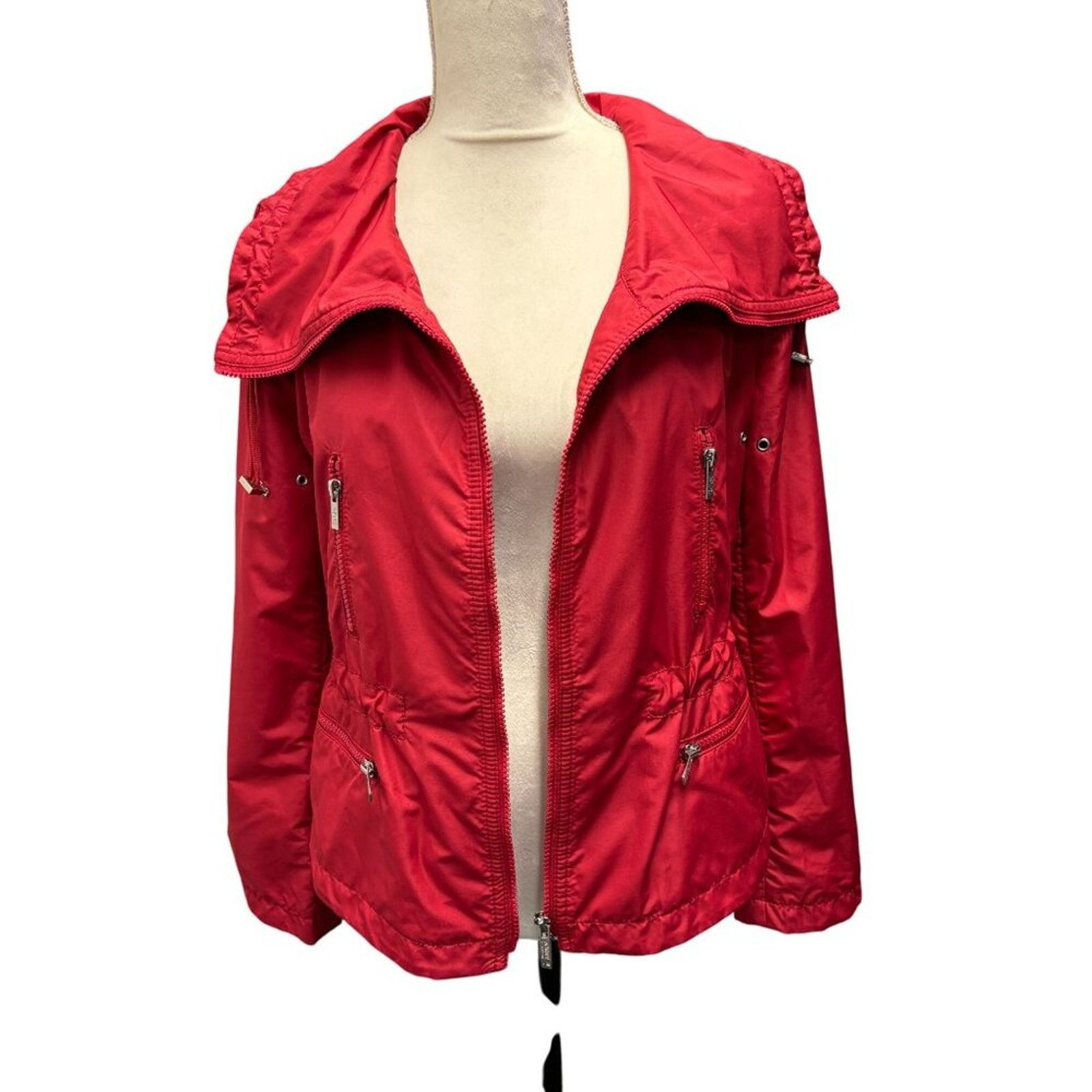 Armani Collezioni Women's Armani Collezioni Red Nylon Zip-Up Jacket Size 6 Size M / US 6-8 / IT 42-44 - 2 Thumbnail