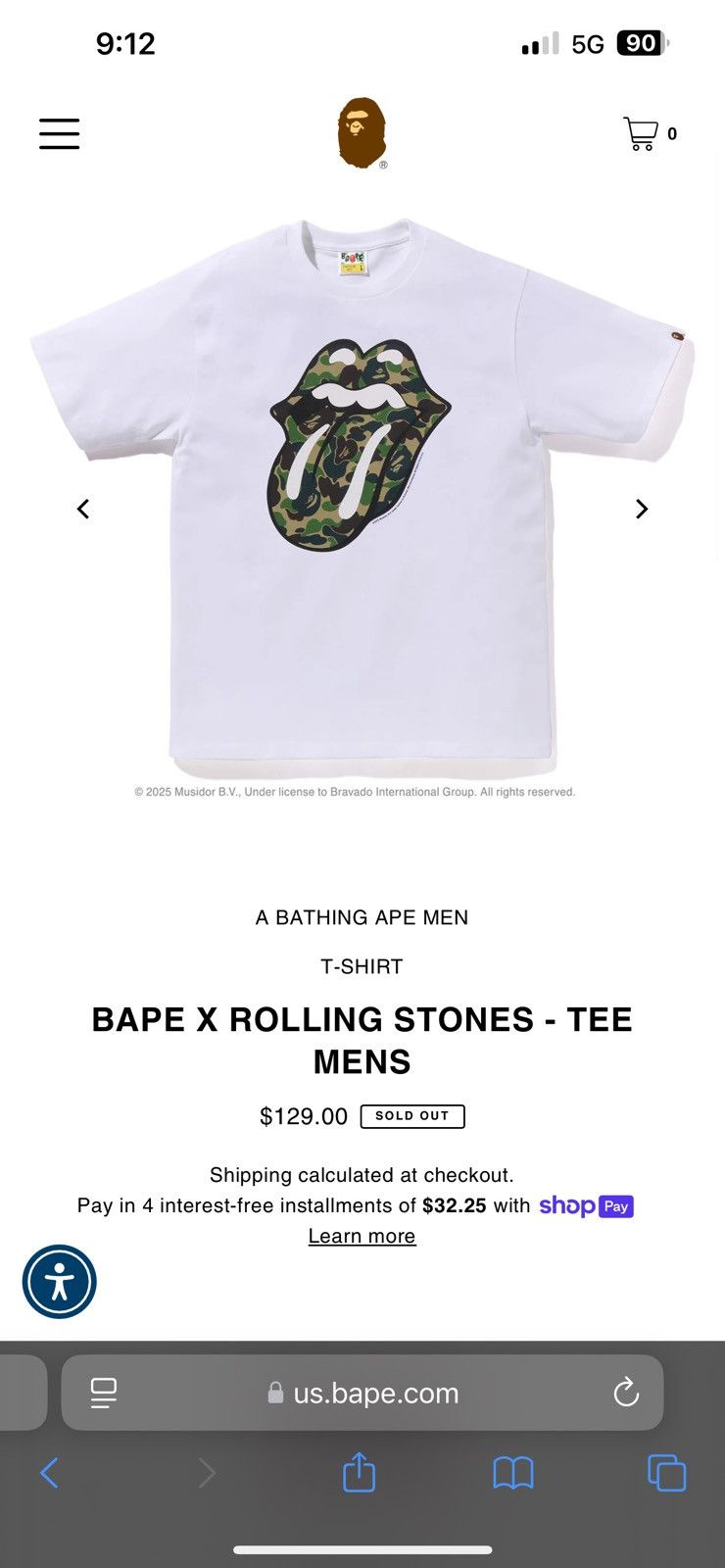 Bape Rolling Stones Tee | Grailed