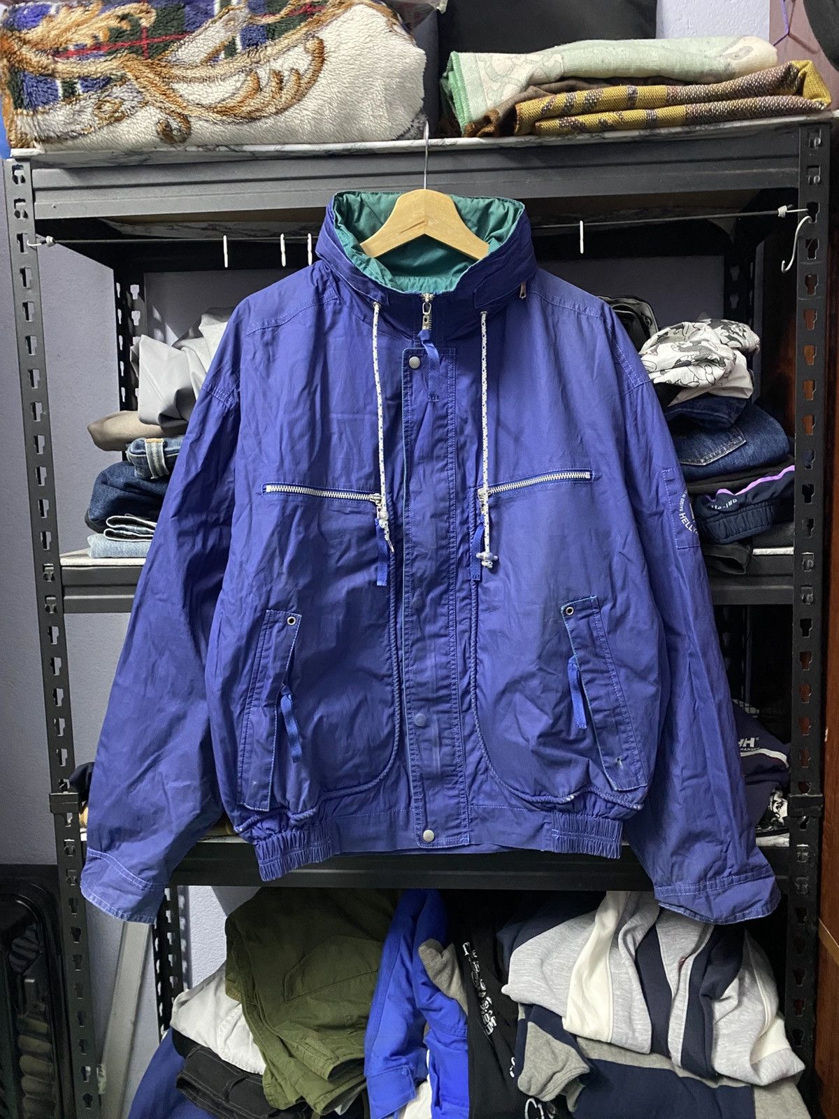 Helly Hansen Casual Rain Jacket Hooded Mens Blue Navy