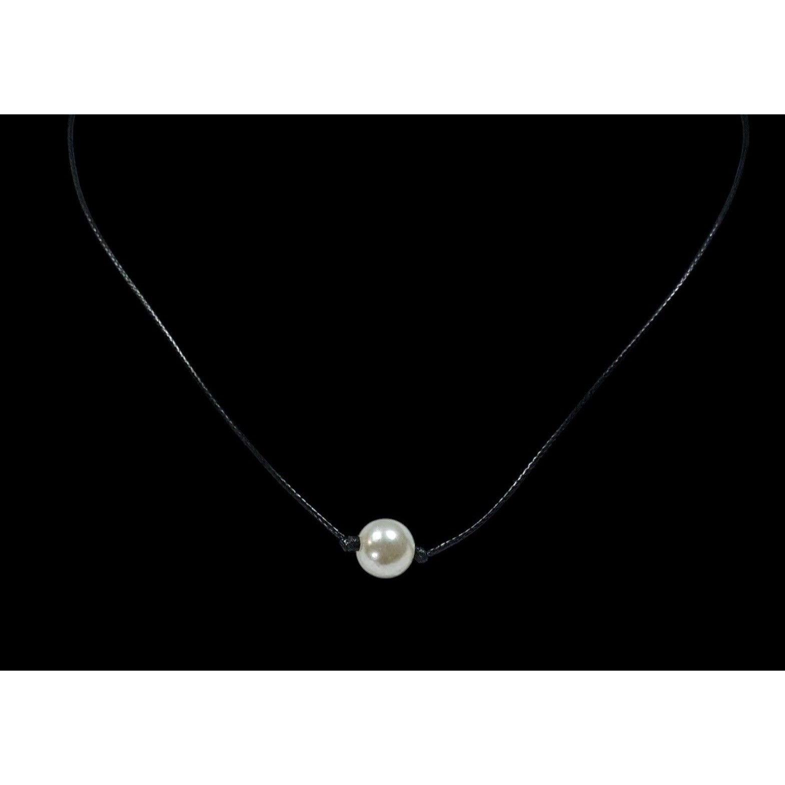 Other Minimalist Faux Pearl Necklace On Black Cord Size ONE SIZE - 4 Thumbnail