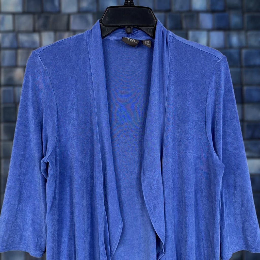 Vintage Chico's Travelers Cardigan Sweater Womens 1 Blue Open Front Lightweight Knit Cardigan 3/4 Sleeve Casual Travel Womens Size M / US 6-8 / IT 42-44 - 1 Thumbnail