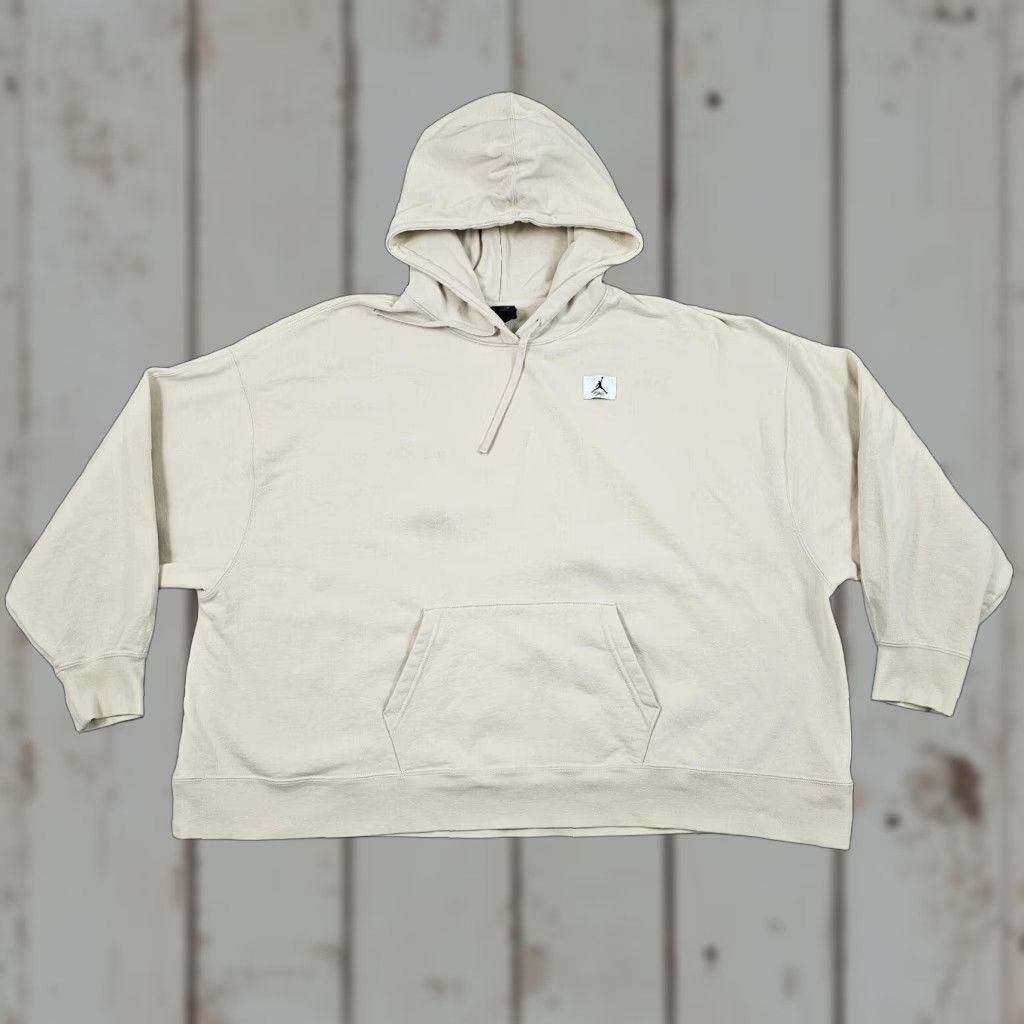 VINTAGE Nike Jordan Hoodie Womens Plus 3X Fleece Sweatshirt Beige