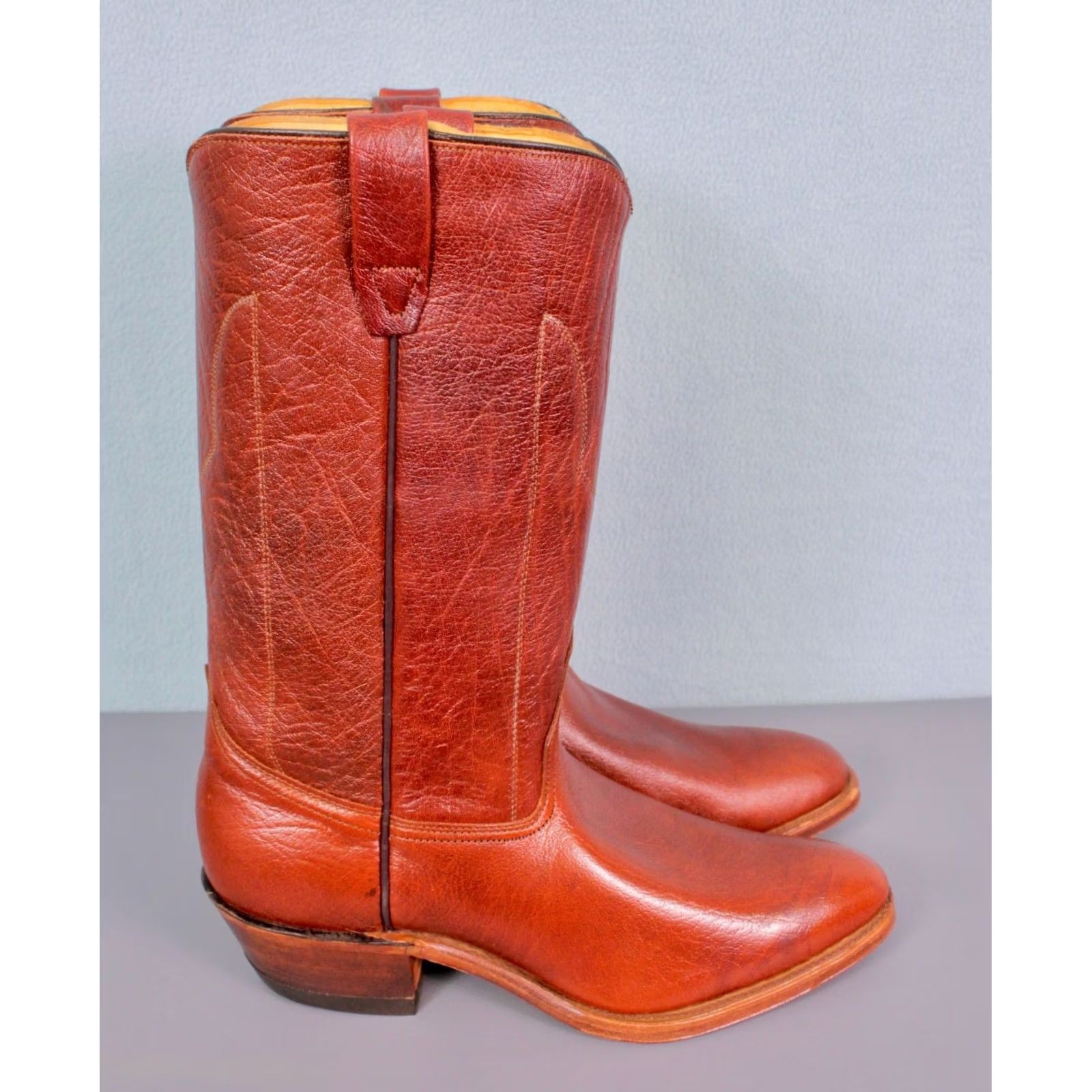 Vintage Texas Boots Men’s 70s VTG NOS Leather Pegged Reddish Brown 9 D Cowboy Boots Size US 9 / EU 42 - 5 Thumbnail