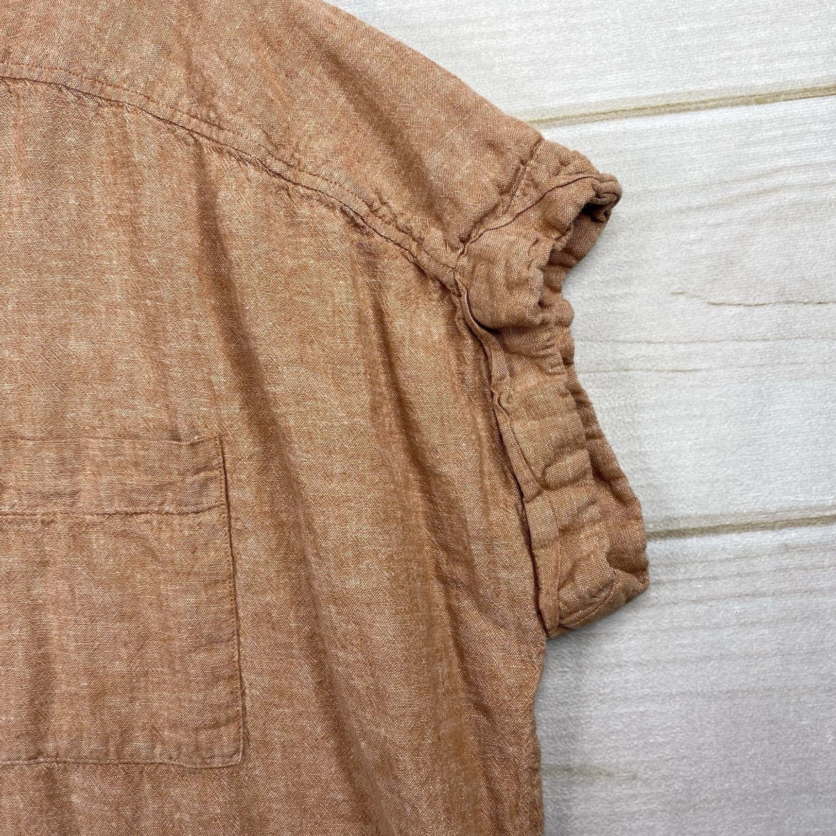 Vintage Terra & Sky Shirt 1X Pink Linen Blend Button Up Cuffed Short Sleeve Collared Casual Women Plus Size Size XL / US 12-14 / IT 48-50 - 3 Thumbnail