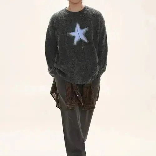Japanese Brand × Vintage Y2k Clothes Men Oversized Star Sweater Black Size US M / EU 48-50 / 2 - 3 Thumbnail