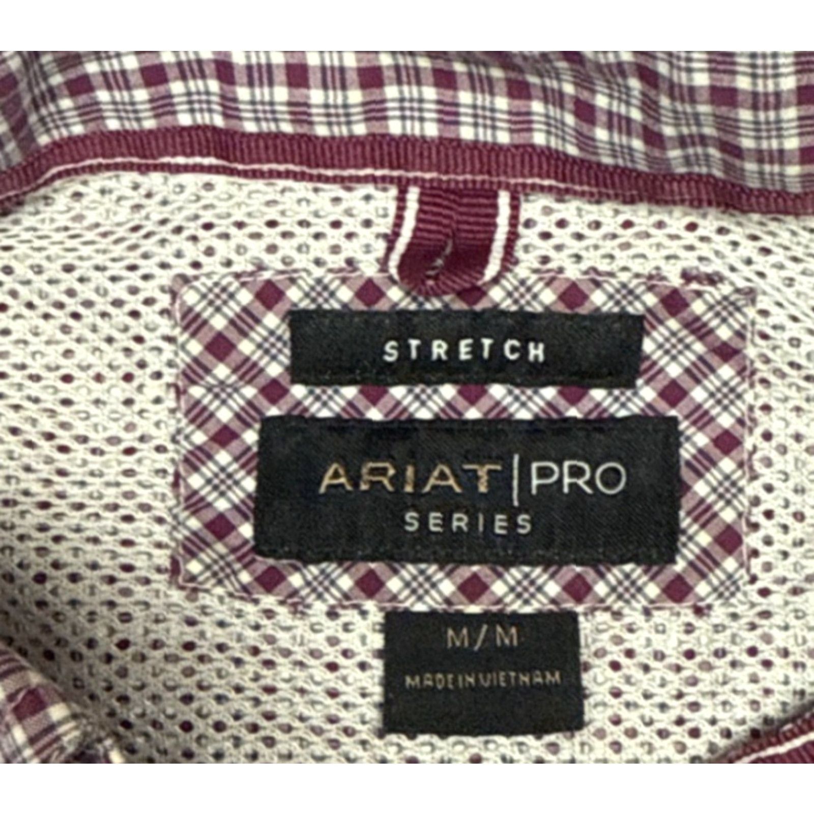 Ariat Ariat Pro Series Shirt Men’s M Purple Check Plaid Vented Western Rodeo Farmer Button-Up Long Sleeve Collared Cotton Blend Breathable Regular Size US M / EU 48-50 / 2 - 3 Thumbnail
