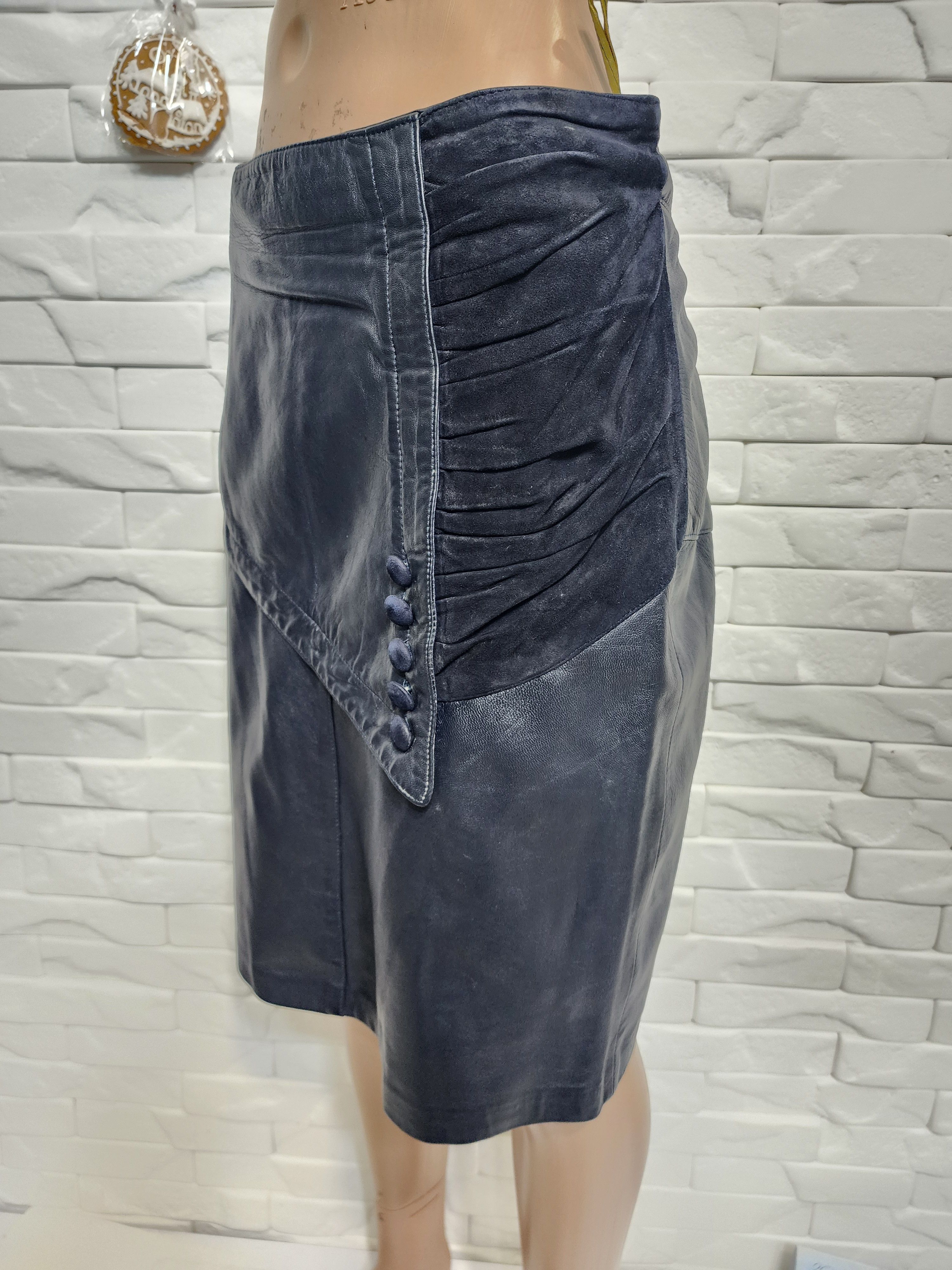 Genuine Leather Black Leather Skirt: Street Style Size 29" - 3 Thumbnail