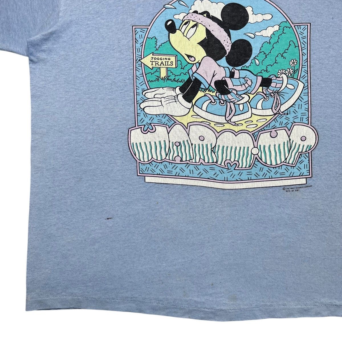 Disney 1990s Disney Mickey Mouse Running Warm Up Cool Down T-Shirt Size US XL / EU 56 / 4 - 8 Thumbnail