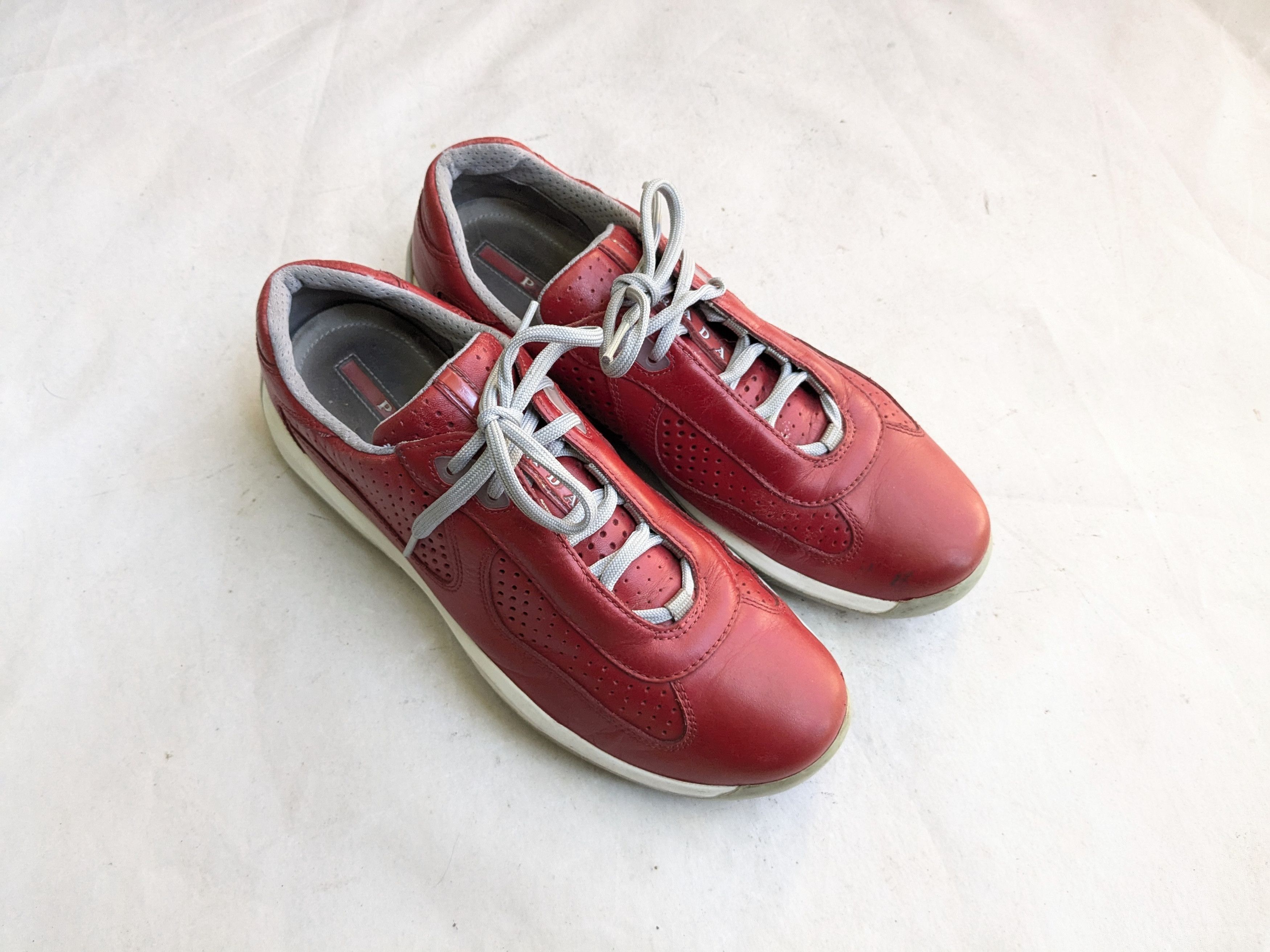 Prada Prada America's Cup Sneakers Red 9 Leather FLAW Size US 9 / EU 42 - 1 Thumbnail