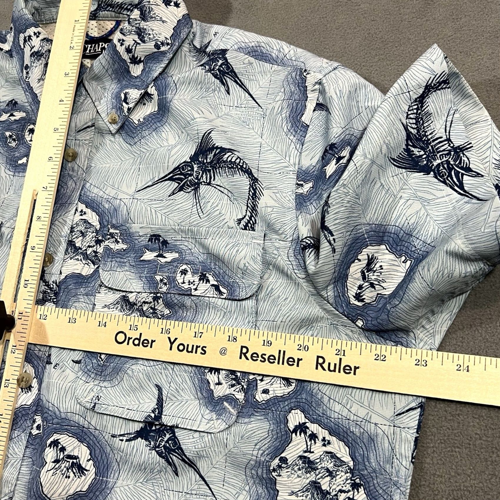 Chaps Chaps Hawaiian Shirt Mens M Blue Button Down Fishing Islands Swordfish Skeleton Size US M / EU 48-50 / 2 - 4 Thumbnail