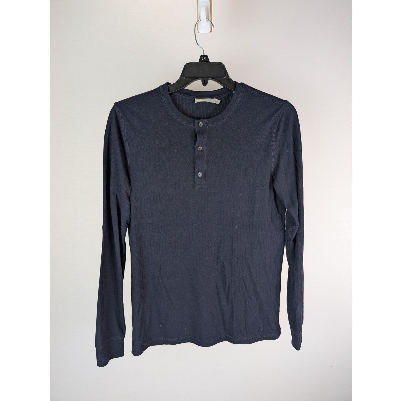 Vince o1rshd1 CC20 Raw Edge Long Sleeve Henley T-Shirt in Blue Size US S / EU 44-46 / 1 - 2 Thumbnail