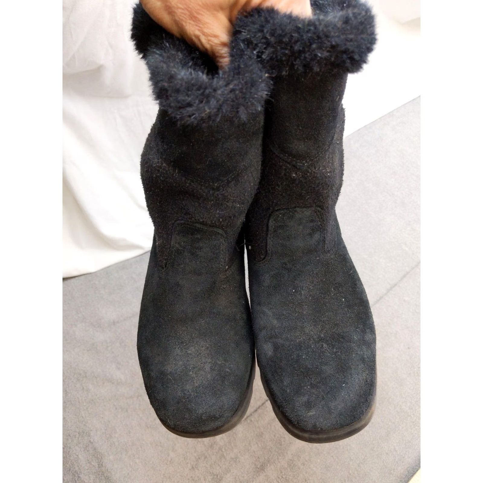 Vintage Sporto Womens Boots Snow Warm Insulated Black Mid-Calf Faux Fur Winter Leather 8M Womens Mens? Size US 8 / IT 38 - 3 Thumbnail