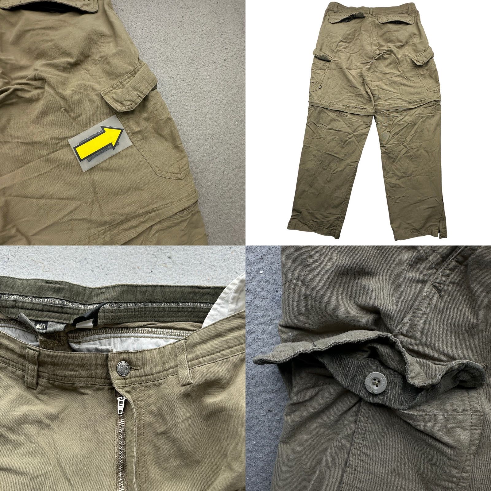 Vintage REI Co-op Trailmade Convertible Shorts Pants Cargo Men 34x32 Olive Green Green Cargo Pants Men 34x32 Vintage No Size US 34 / EU 50 - 8 Thumbnail