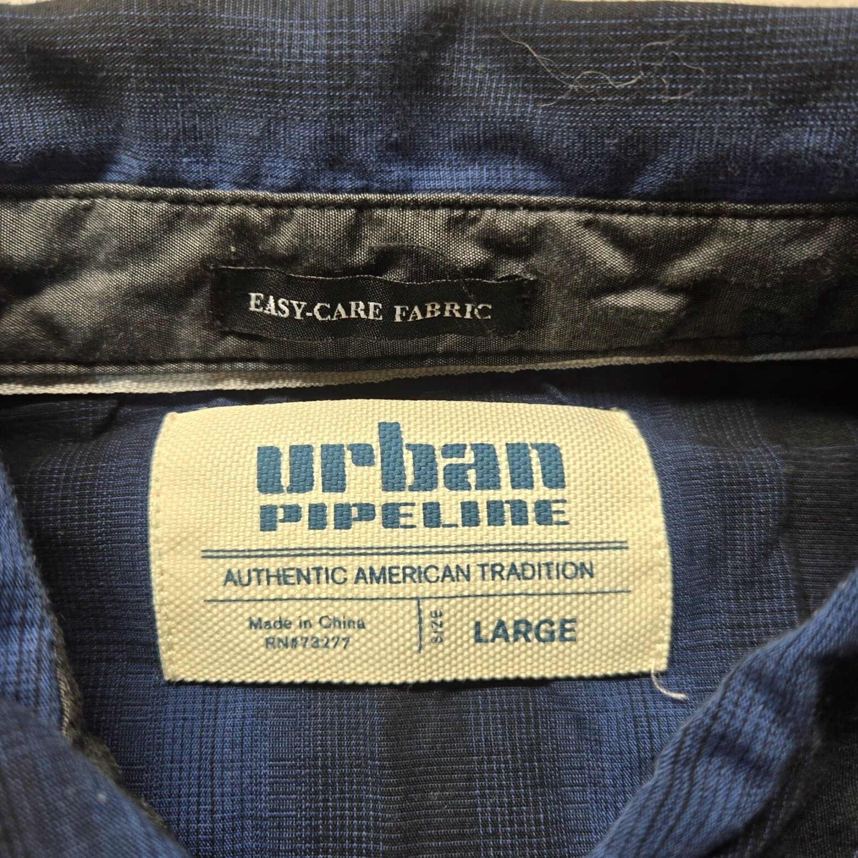 Vintage Urban Pipeline Button Up Shirt Blue Black Plaid Adult L Regular Cotton Mens Size US L / EU 52-54 / 3 - 3 Thumbnail