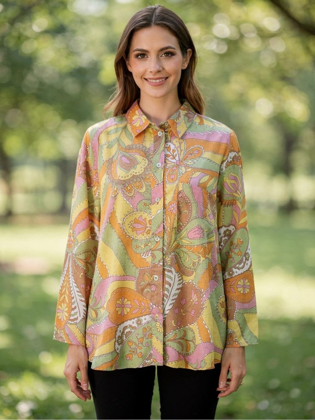 Zara ZARA XXL Retro 70s Psychedelic Floral Paisley Cotton Shirt Size XXL / US 16-18 / IT 52-54 - 1 Thumbnail