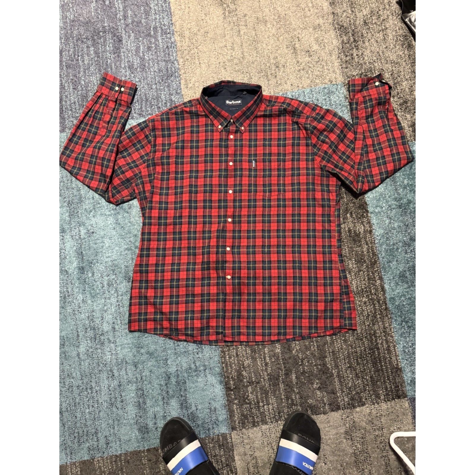 Barbour Barbour Shirt Mens Flannel Plaid Button Up 3XL Multicolor Tailored Fit Long Sleeve Button-Down Collar Pockets Dress Shirt Regular Mens Size US XXL / EU 58 / 5 - 2 Thumbnail