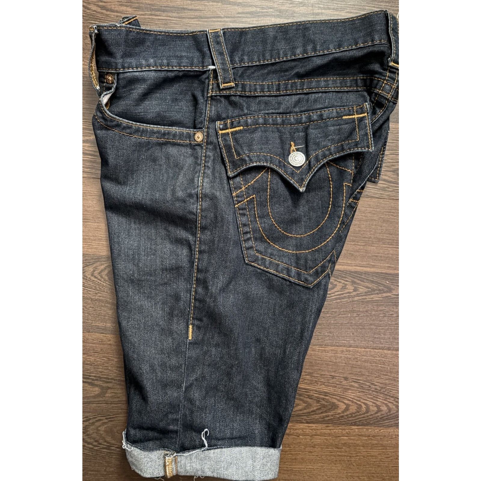 True Religion Shorts Mens 30 Blue Straight Flap Pocket Bermu