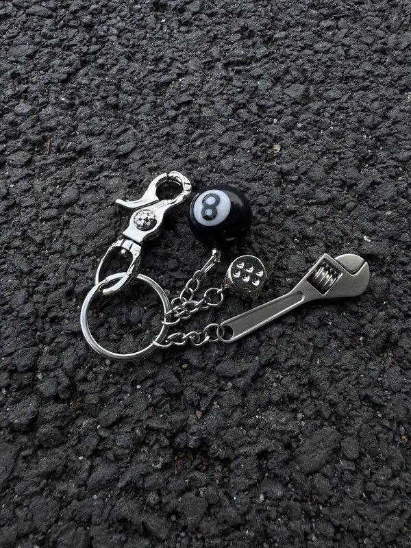 Jewelry Dice black 8 bags Keychain, y2k Keychain, Jeans KeyChain Size ONE SIZE - 1 Thumbnail