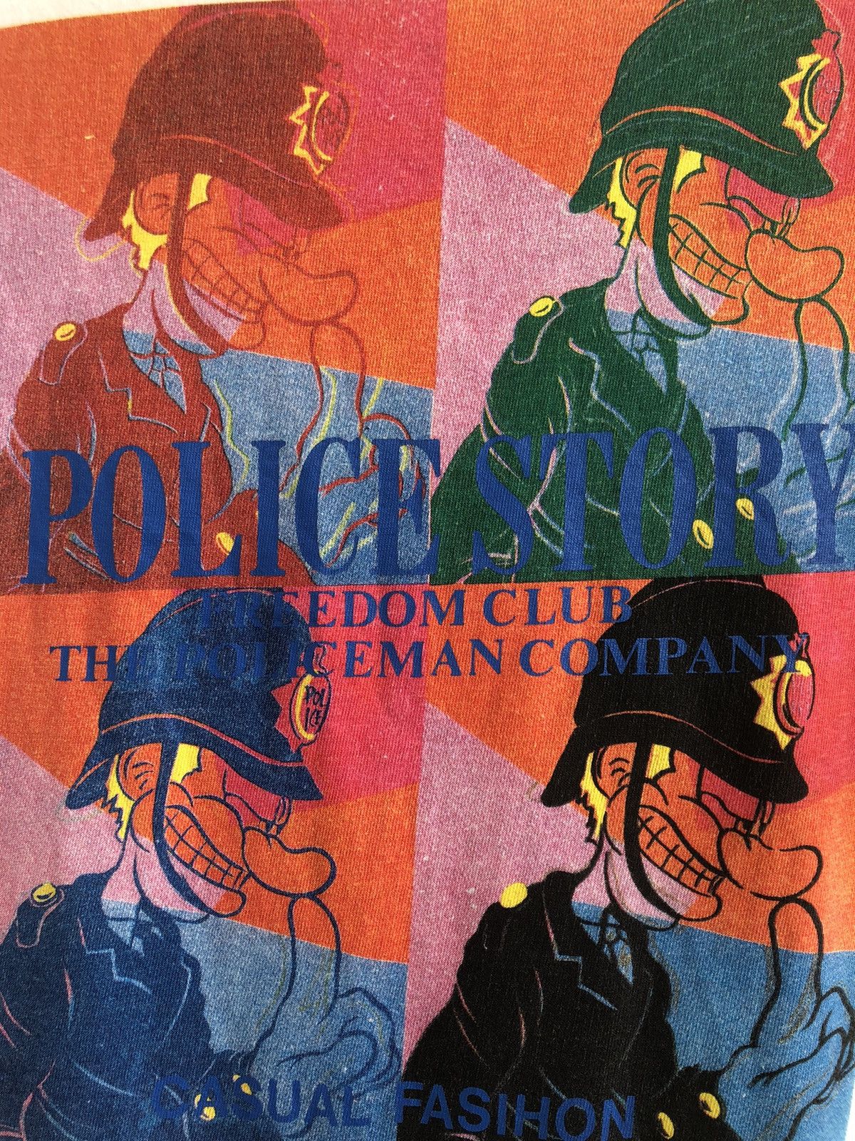 Vintage Vintage 90s POLICE STORY Pop Art Style Tee Size US L / EU 52-54 / 3 - 5 Thumbnail