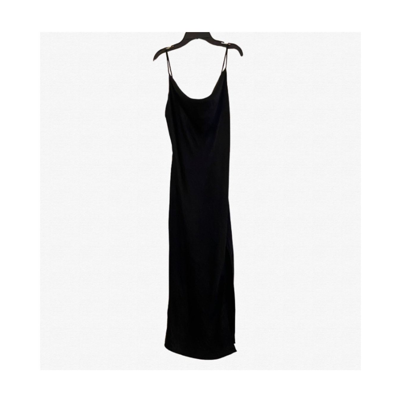 rue21 Sleek Black Satin Midi Dress with Side Slit Size M / US 6-8 / IT 42-44 - 1 Thumbnail
