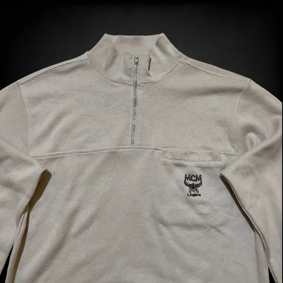 MCM Vintage 90s MCM Légère Quarter-Zip Ribbed Sweatshirt Size US S / EU 44-46 / 1 - 2 Thumbnail