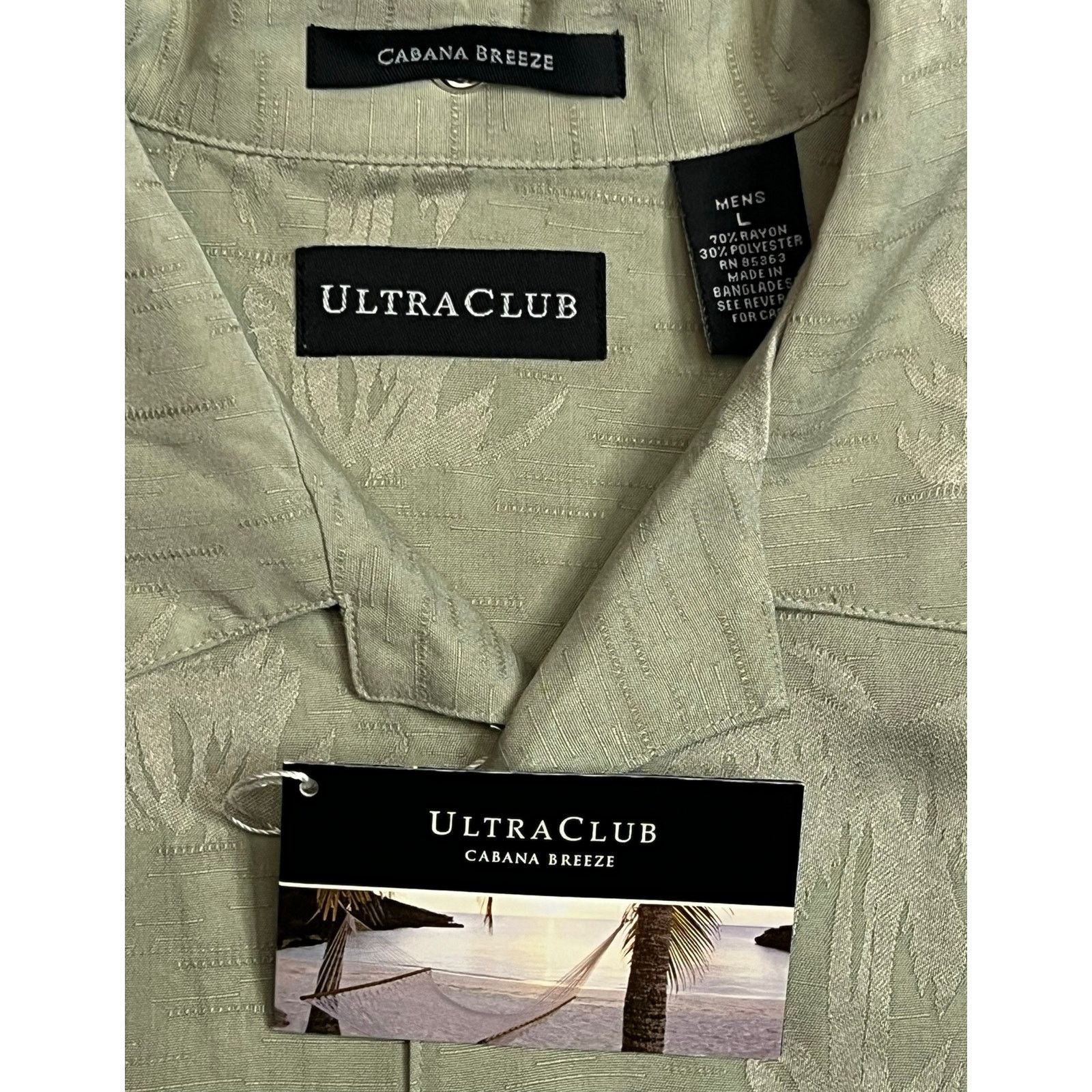 Other UltraClub Cabana Breeze Men Large Green Palm Hawaiian Shirt Size US L / EU 52-54 / 3 - 11 Thumbnail