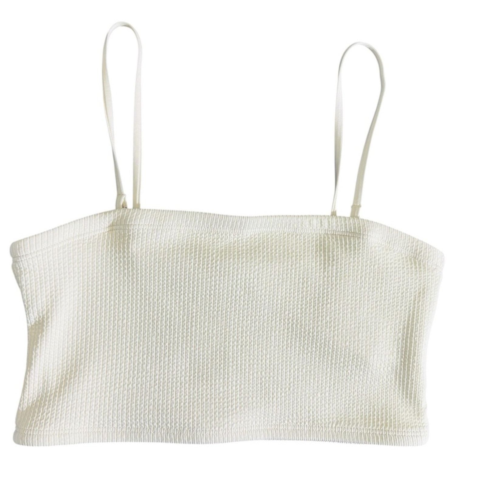 Nike Nike White/Creme Ribbed Crop Top Size S / US 4 / IT 40 - 3 Thumbnail