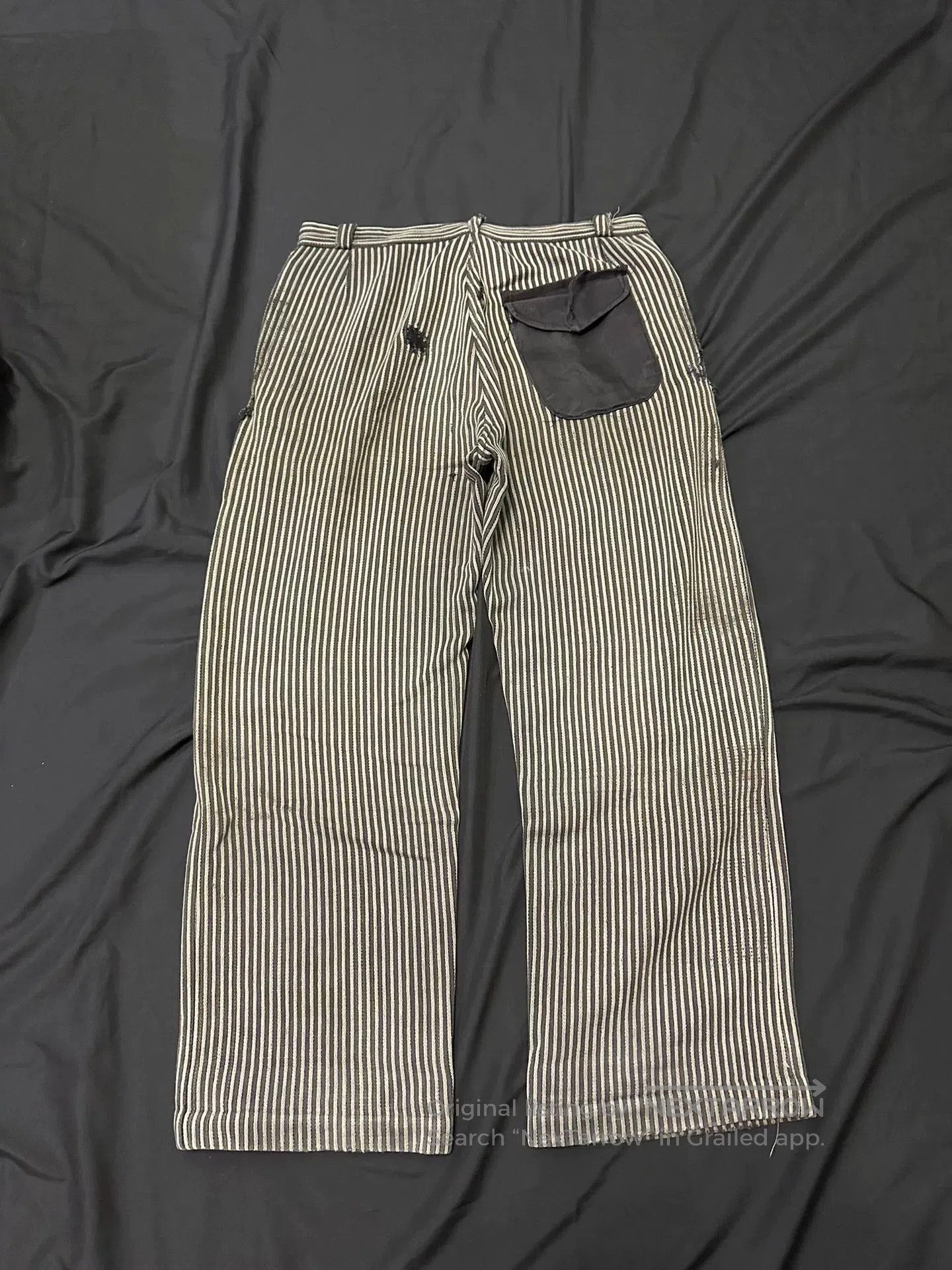 Vintage Vintage 40s French Workwear Striped Cargo Pants. Size US 36 / EU 52 - 7 Thumbnail
