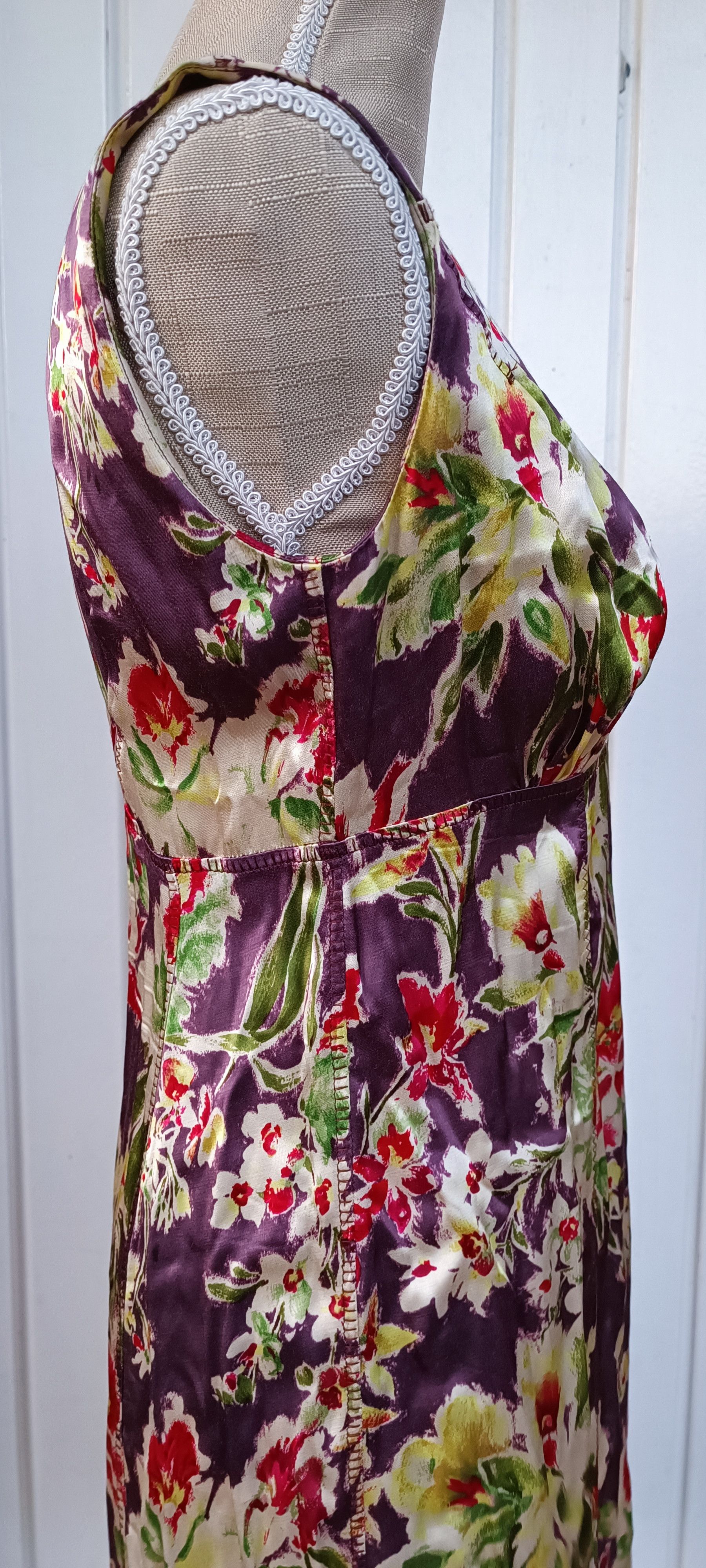 Jean Paul Gaultier 2000's- Midi dress in shiny purple satin Size M / US 6-8 / IT 42-44 - 9 Thumbnail