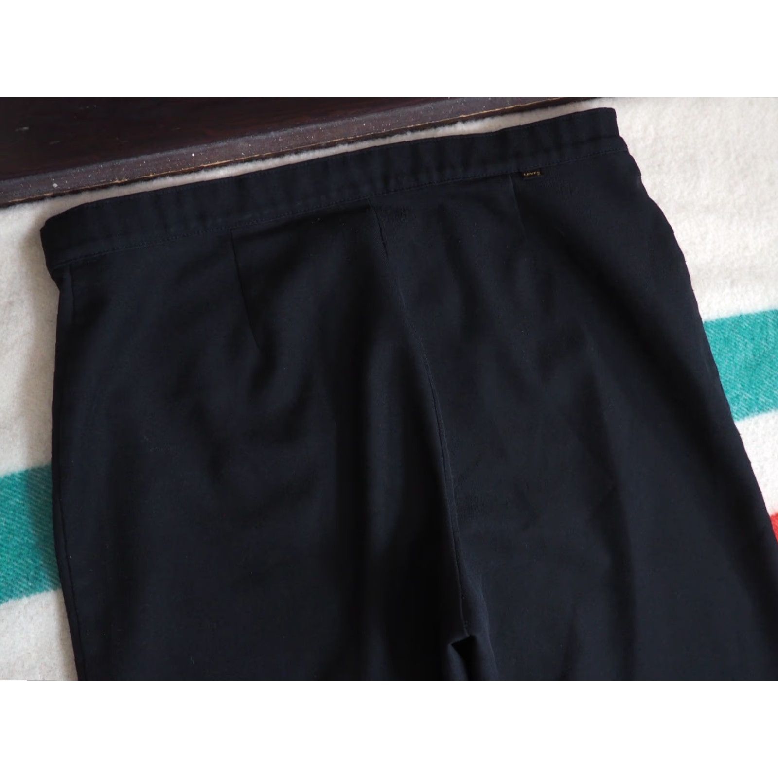 Levi's VTG Levis Gold Tab Black Poly Disco Pants 70s 38x29 Wide Leg Mens Slacks Retro Polyester Flat Front Straight Leg Medium/Regular Color Black Size US 38 / EU 54 - 4 Thumbnail